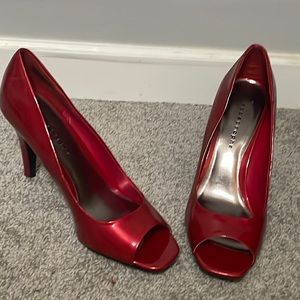 Ruby red peep toe heels size 10